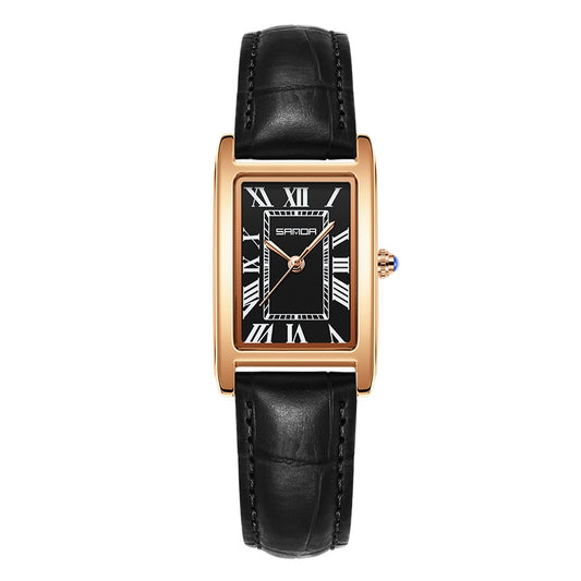 New Square Waterproof Quartz Simple Three-pin Roman Literal Women's Watch