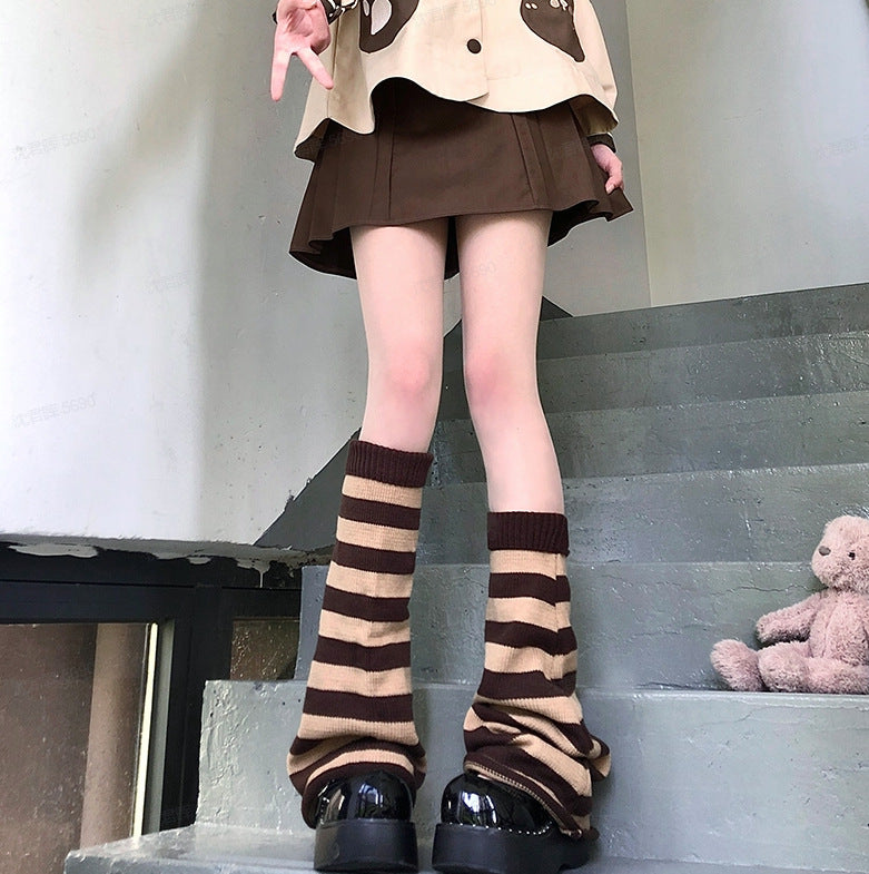 Black And Grey Striped Pile Socks