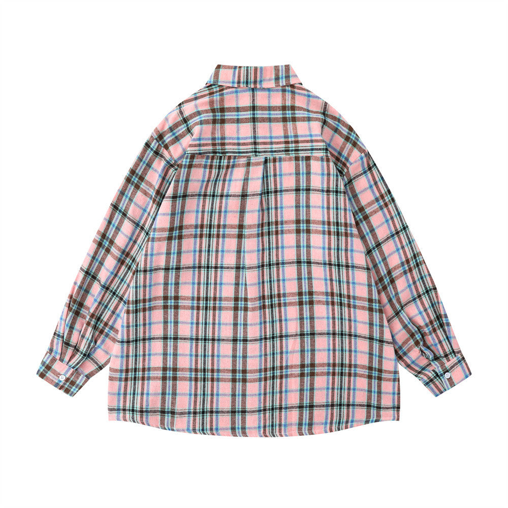 American Retro Casual Plaid Long Sleeve Shirt