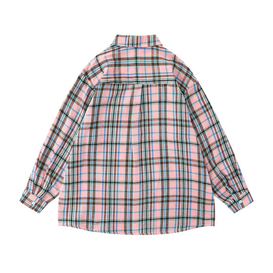 American Retro Casual Plaid Long Sleeve Shirt