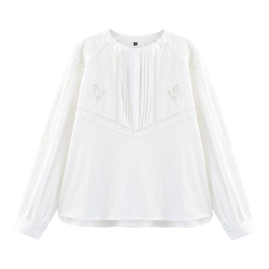 European And American Style Vertical Lace Embroidered Shirt