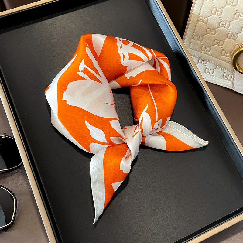 Beige Silk Square Scarf For Womenversatile And Easy To Style