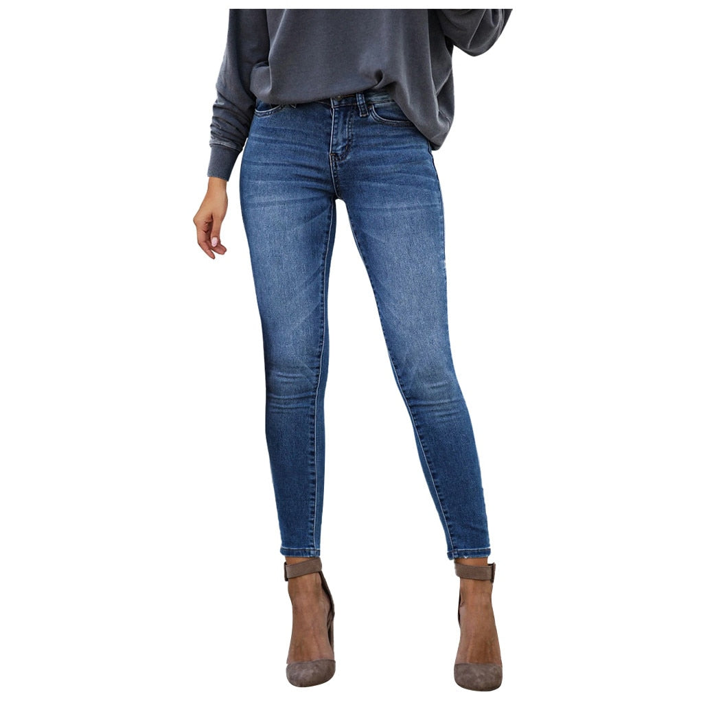 Stretch mid-rise slim-fit cropped jeans with small feet