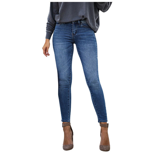 Stretch mid-rise slim-fit cropped jeans with small feet