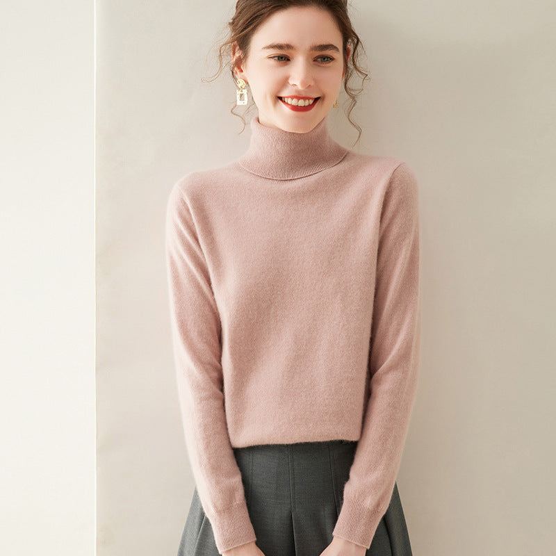 Women's Solid Color Pullover Cashmere Turtleneck Knitting Bottoming Shirt