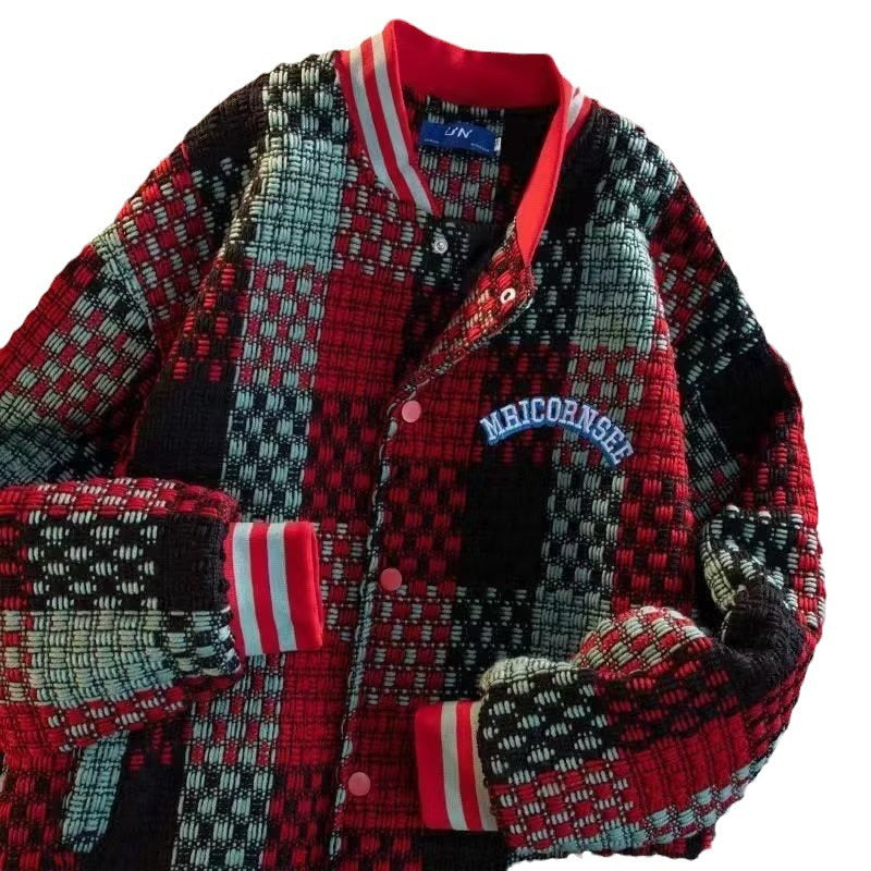 Classic Style Plaid Coat Trendy Pu Shuai Fried Street Design Sense Japanese-style Retro Loose Jacket
