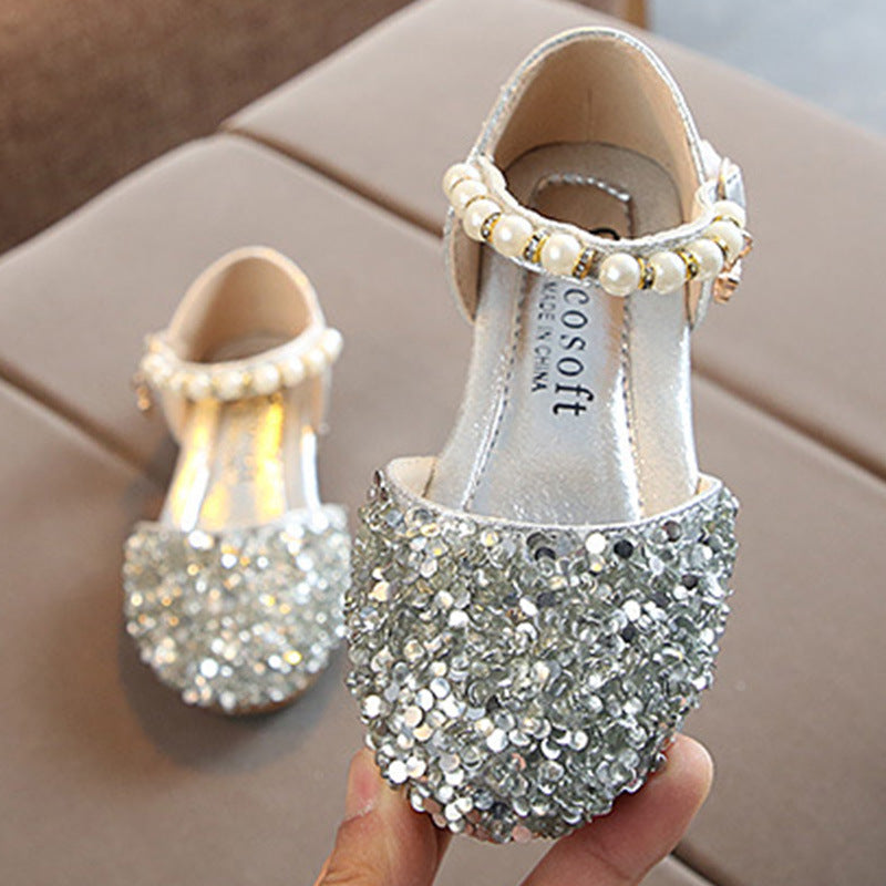 Girls pearl half sandals