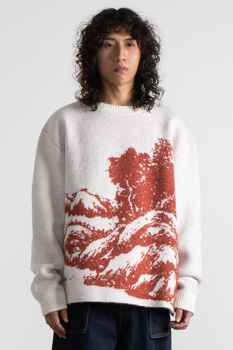 Herre Casual Sweater Med Landskabsmønster