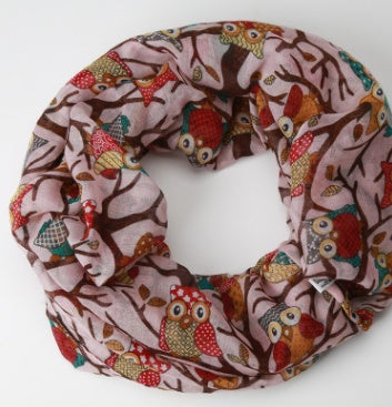 Chamsgend Newly Design Women Ladies Owl Cartoon Print Scarf Warm Wrap Shawl O Neck Rings 160405 Drop Shipping Chamsgend