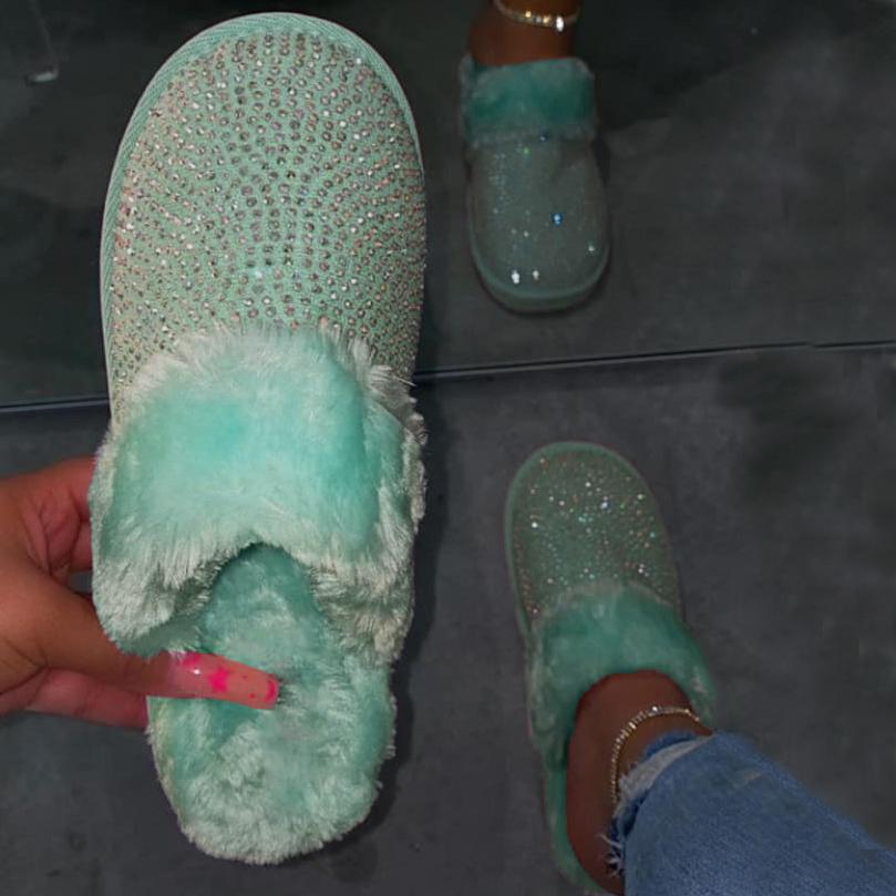 Bright diamond plus fluffy slippers