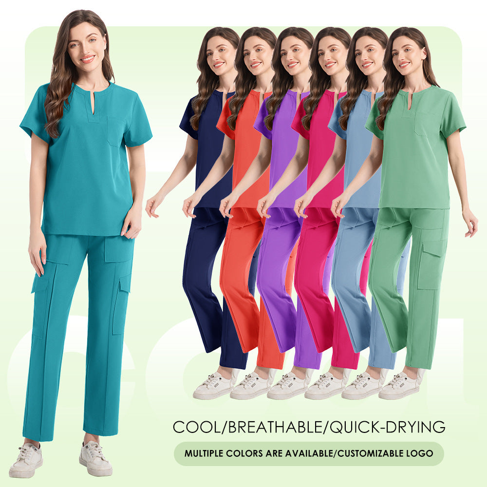 New V-neck Two-piece Medical Work Uniform