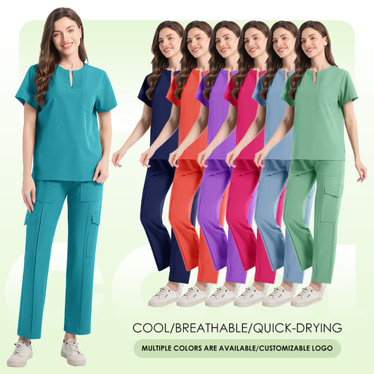 New V-neck Two-piece Medical Work Uniform