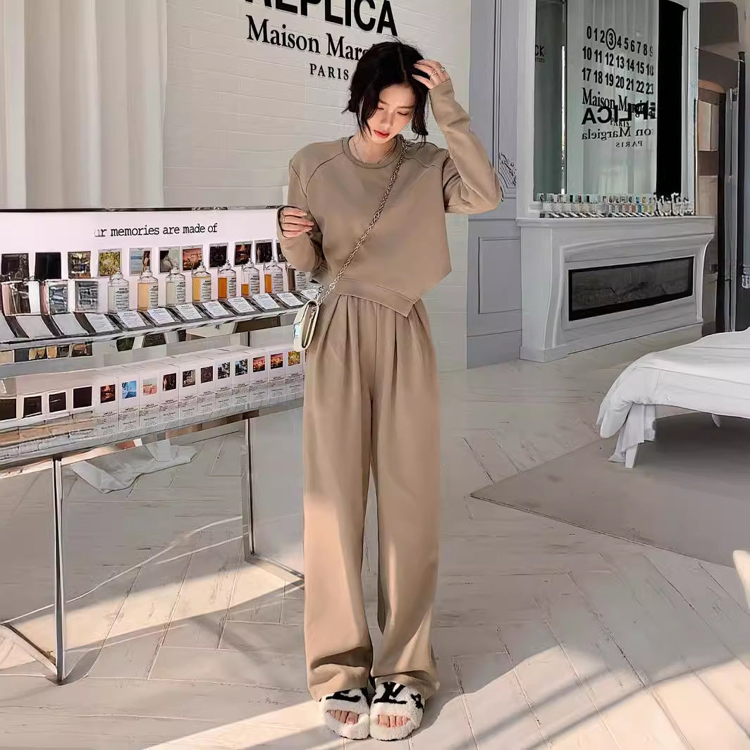 Irregular Sweatshirt And Wide-leg Pants Two-piece Set