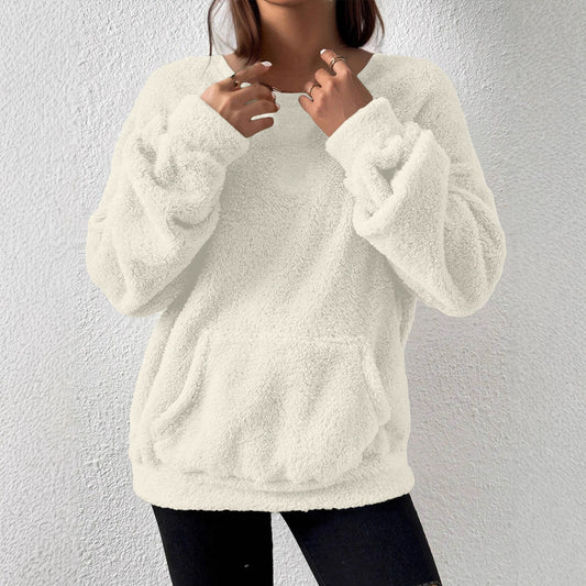 Kvinder Afslappet Mode Ensfarvet Langærmet Sweater