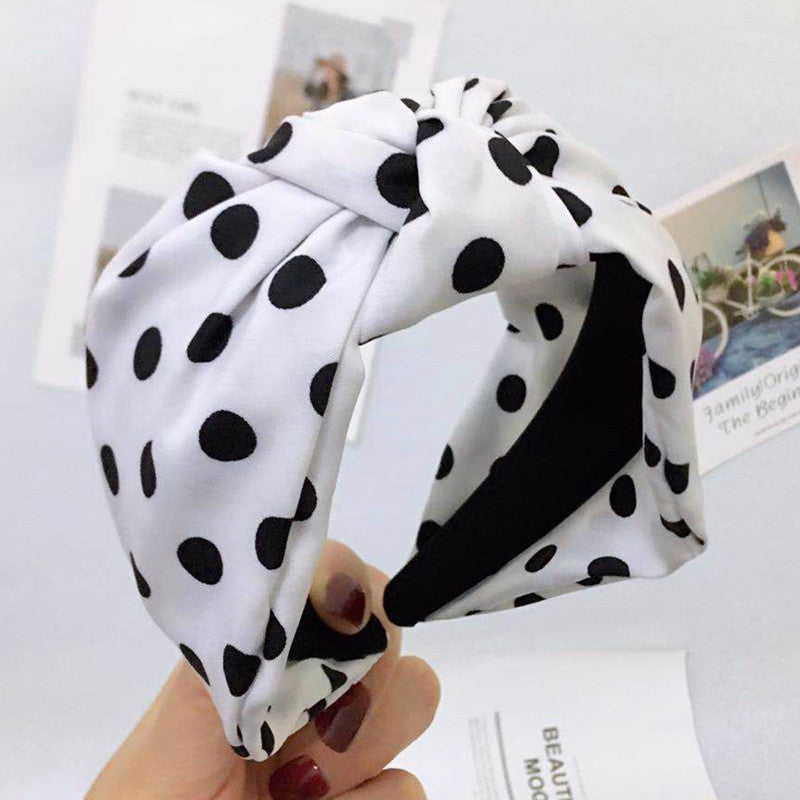 Simple Fabric Wave Point Wide Brim Hairpin Hoop Knotted Headband Headdress