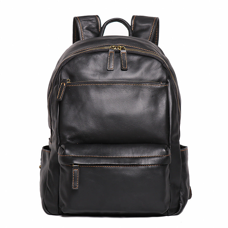 Men's Leather 14-inch Computer Backpack Outdoor Travel Bag