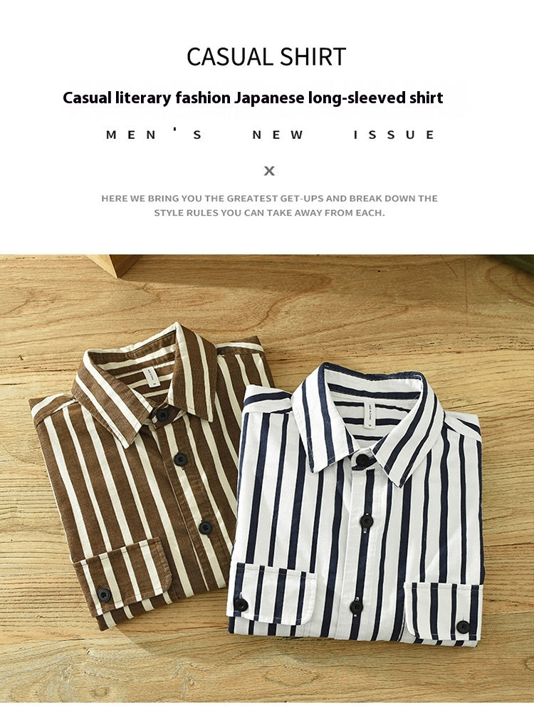 Young Men's Loose Re-work Striped Shirt