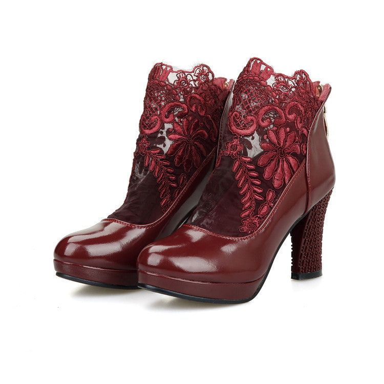 Platform high heel thick lace shoes