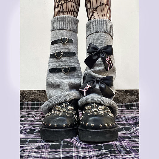 Bow Black Powder Love Leather Buckle Sub By2k Leg Cover