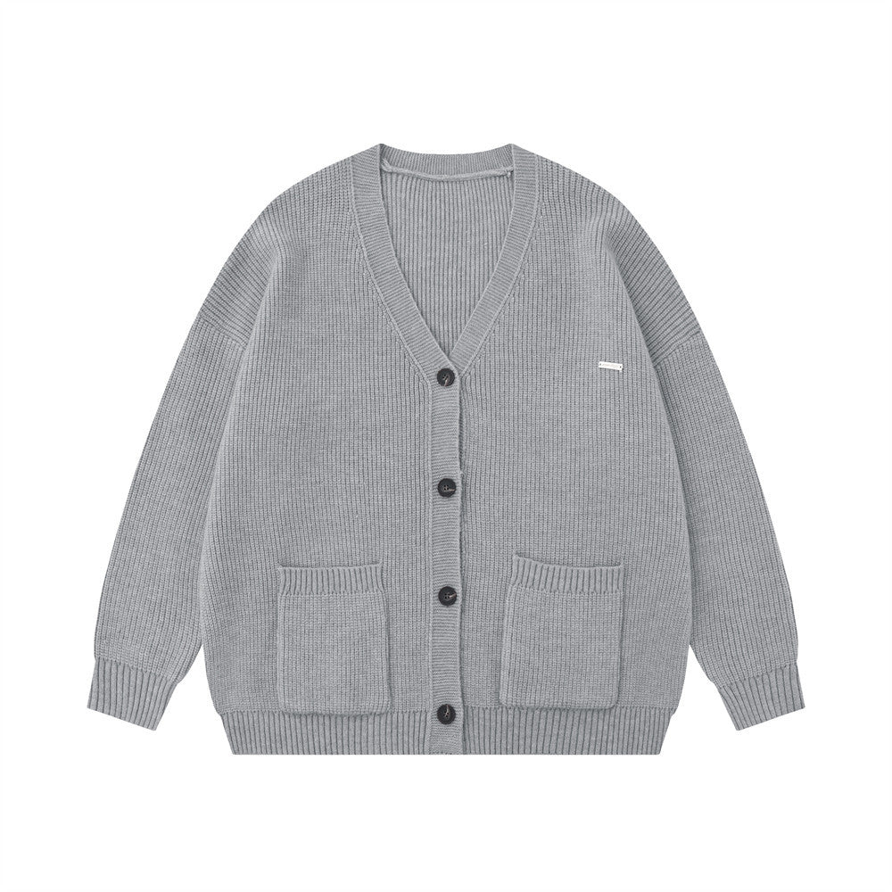 Casual Loose Long Sleeve Solid Color Knit Sweater Coat For Men