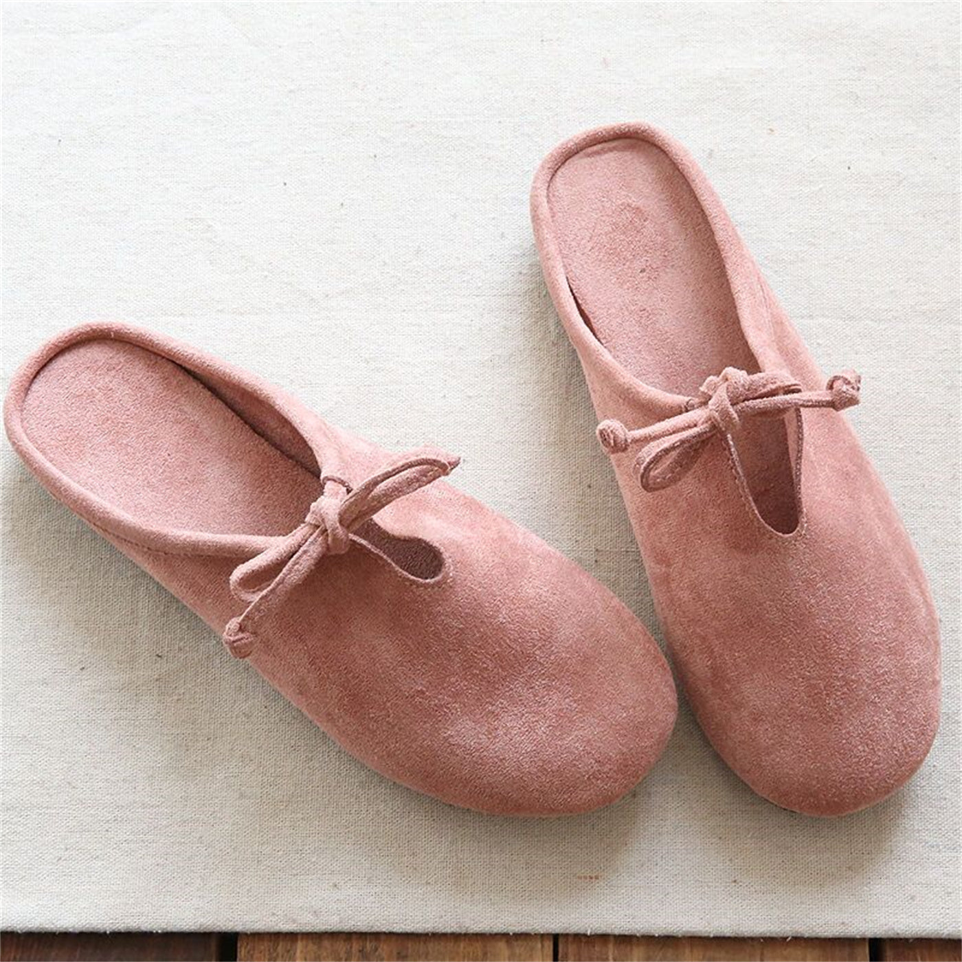 Retro Velvet Loafer With Flat Bottom And Half Slippers