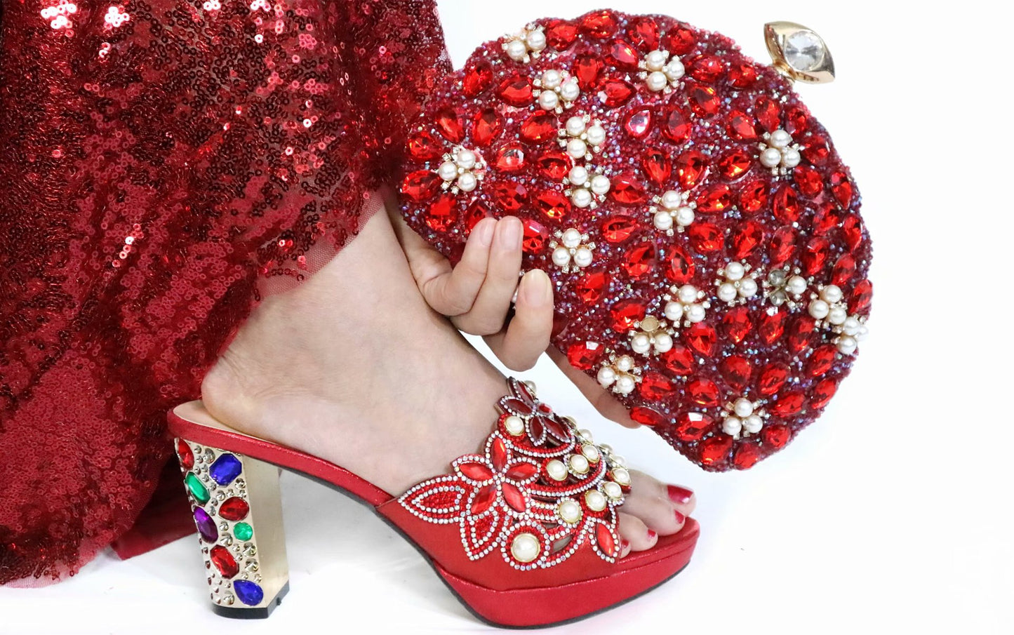 PU Temperament Handbag With Shoes Wedding Dinner Shoes