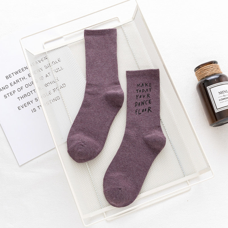 Women's alphabet pile cotton socks