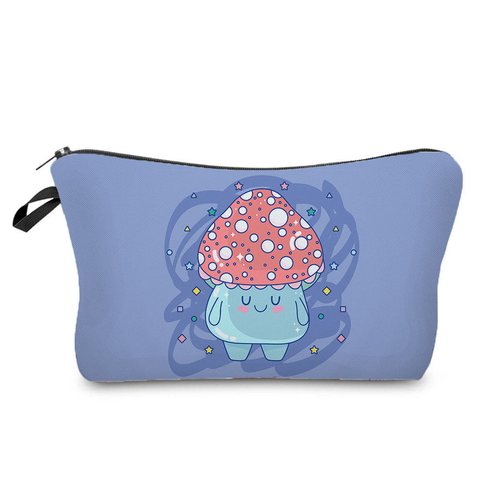 Cartoon Mushroom Dumpling Type Printed Makeup Bag