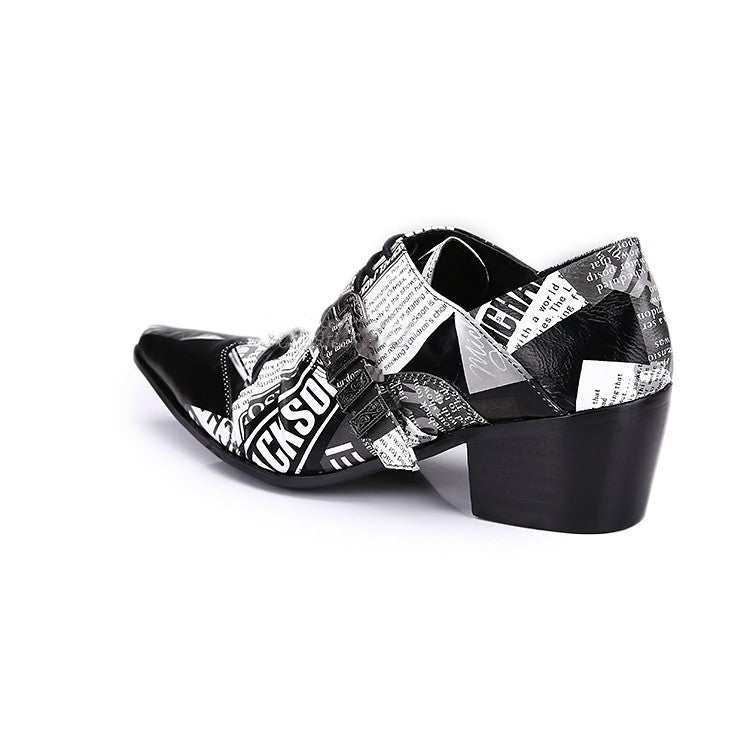 Cowhide Buckle Breathable Lace-up Men's Shoes