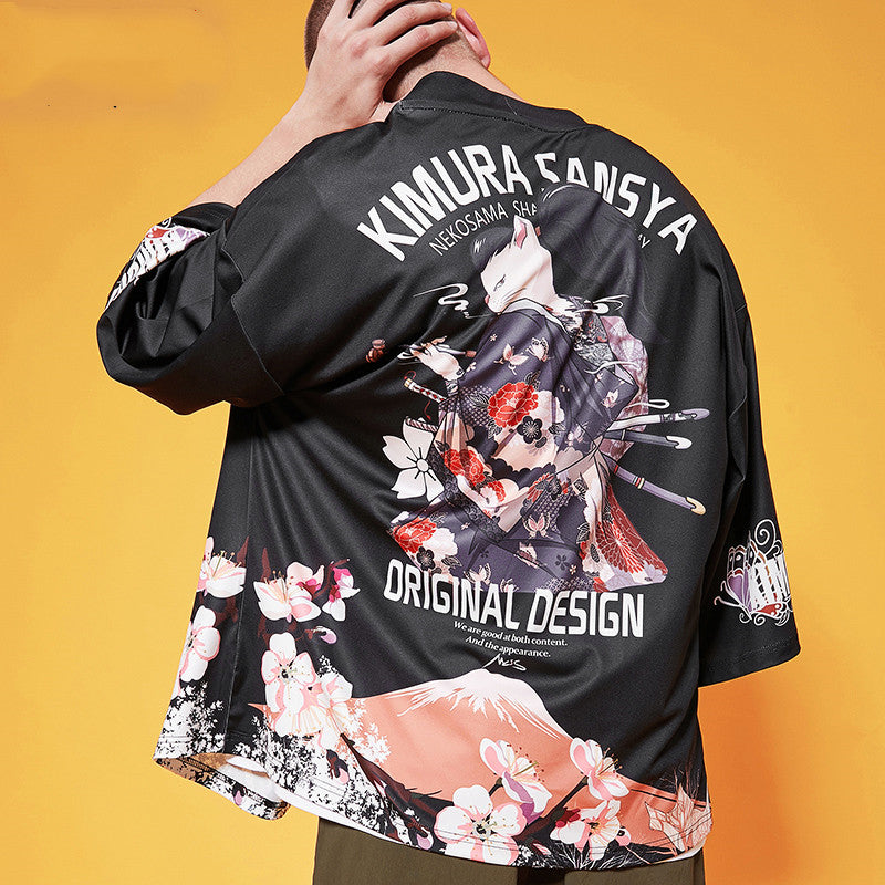 National tide japansk cardigan-morgenkåbe