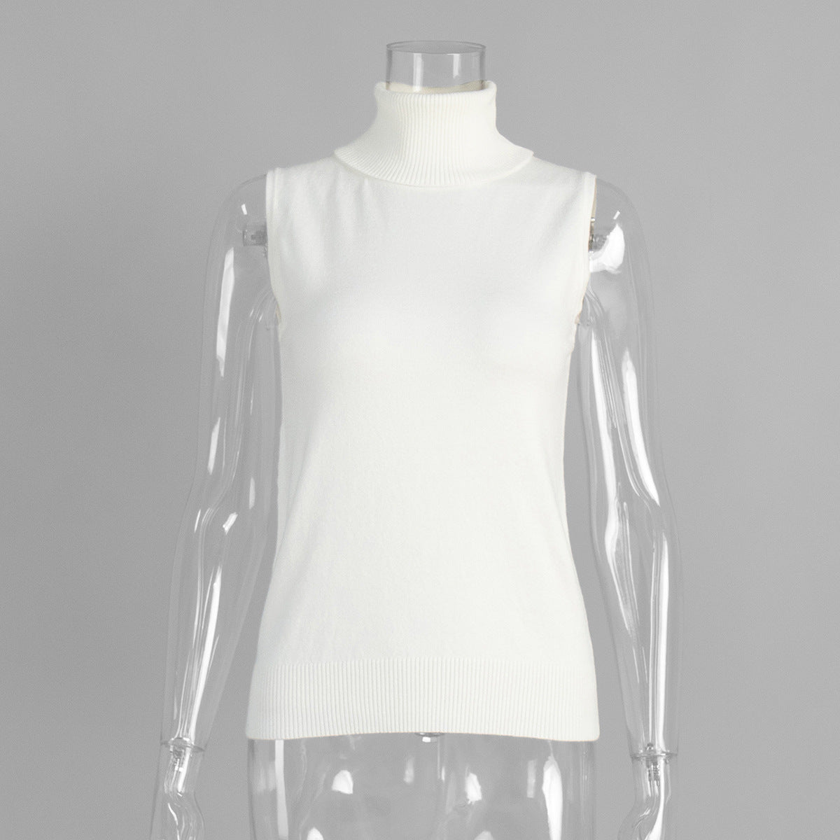 Womens Turtleneck Sleeveless Base Layer Top Sweater Cardigan Set