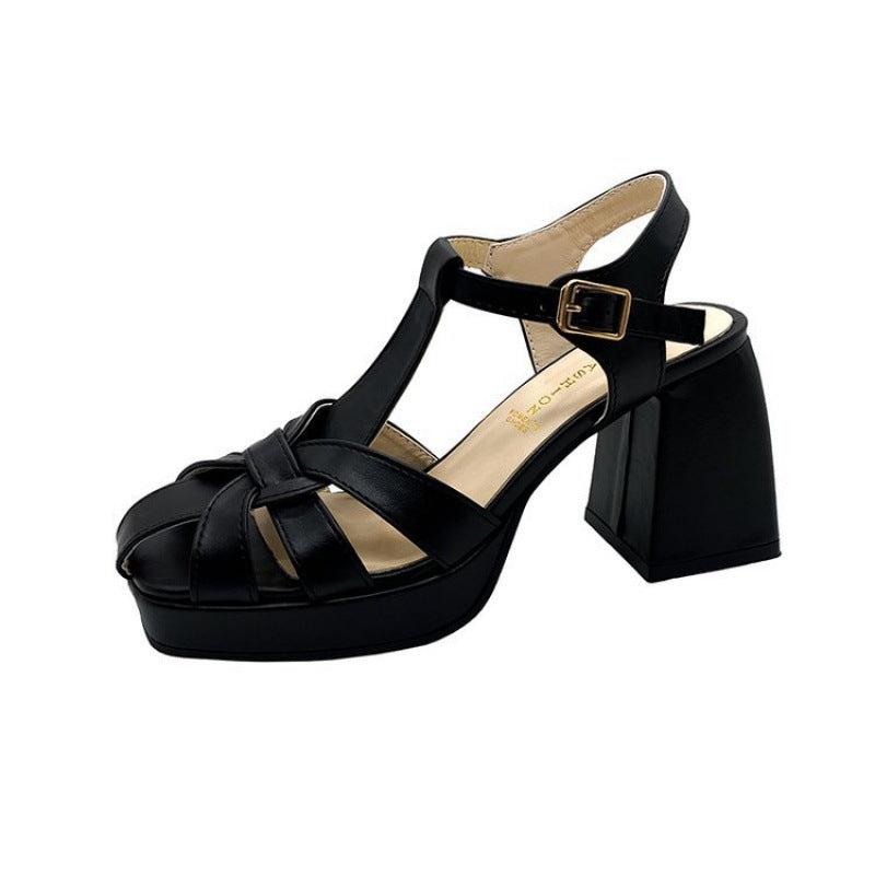 Closed Toe Hollow-out Roman Style High Heels