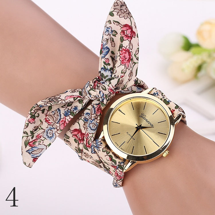 Garden Flower women's cloth strap watch