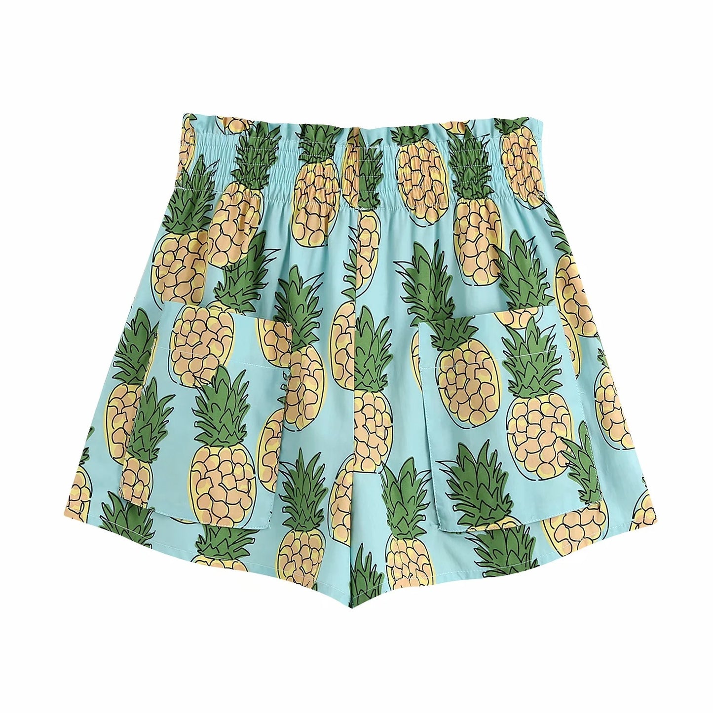 Loose waist slimming pineapple print shorts