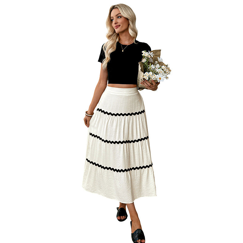 New Women's Color-block Patchwork Skirt