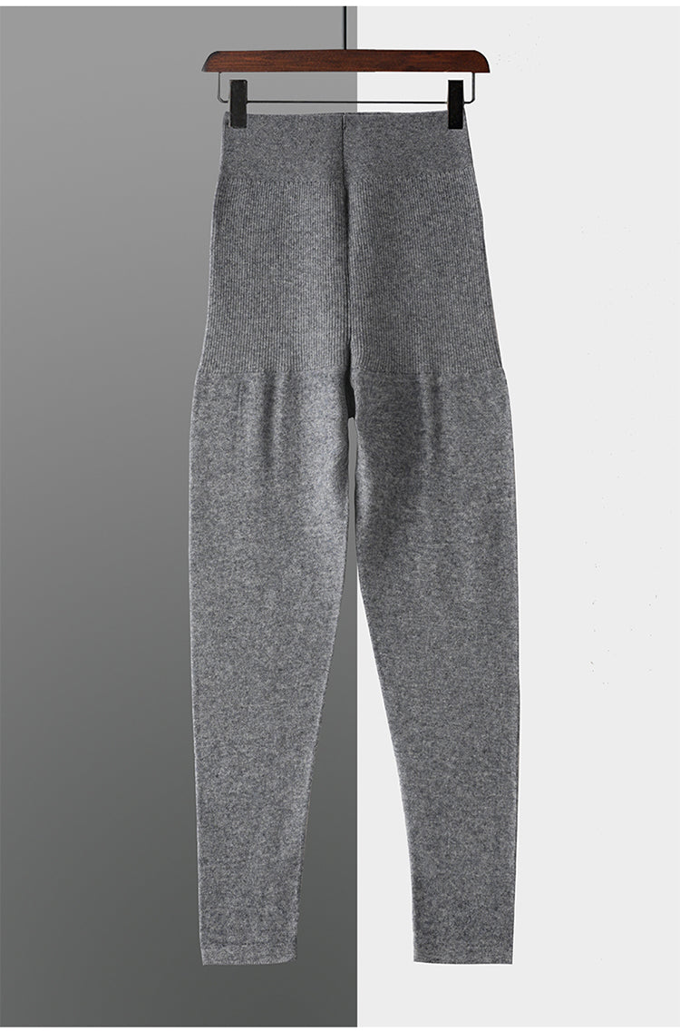 Efterårs- og vinter-dameuld-bukser varme ni-punkts leggings