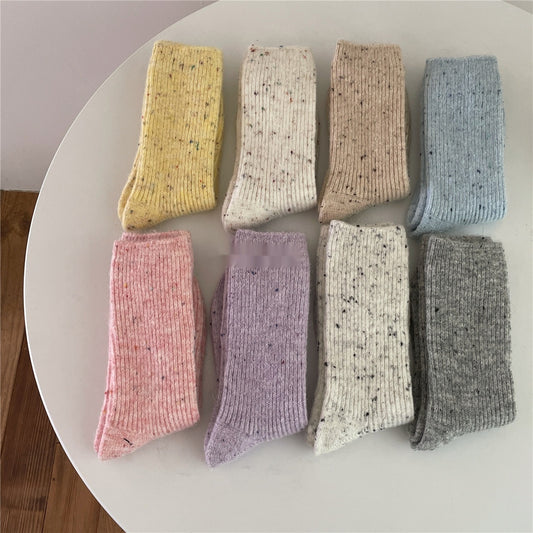 Female Solidcolor Mid-calf Length Cashmere Socks