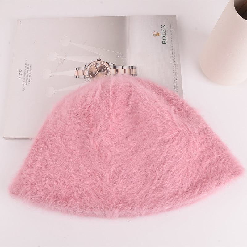 Cute Fluffy Rabbit Hair Fisherman Hat