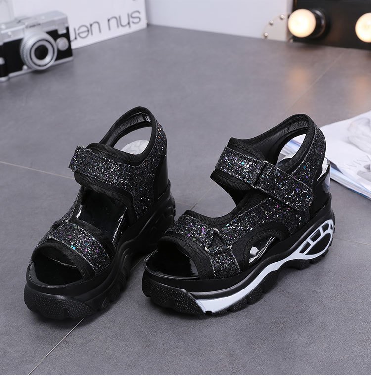 Platform Sandals Women's Slope Heel Platform Platform Sandals Open-toe Students' Inner Height Increase Women's Shoes