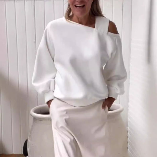 Fritid Off-shoulder Løs Langærmet Fleeceforet Morgenkåbe