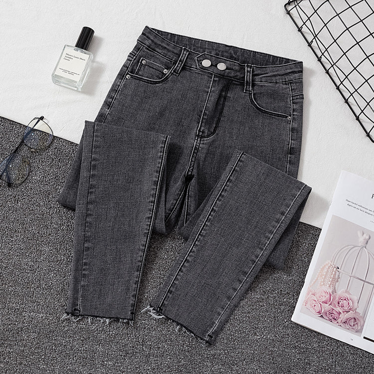 High-rise slim-fit skinny pencil cropped pants