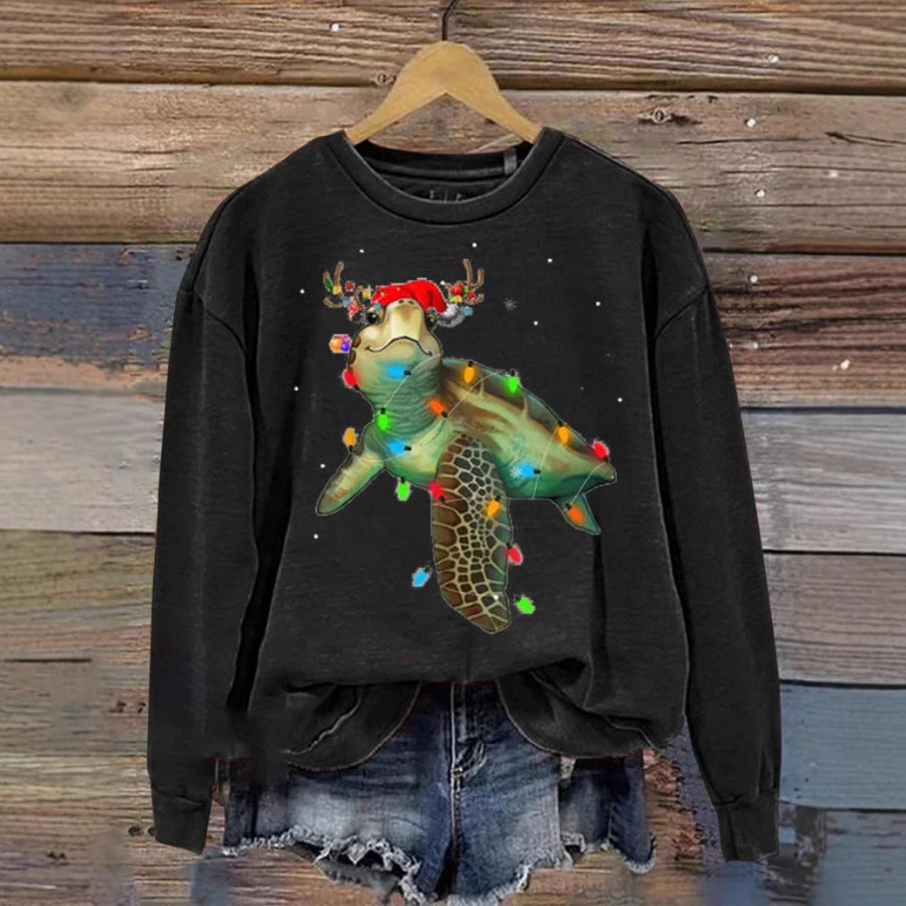 Dametrøje 3D Digital Jule-serie Printet Rundhals Sweatshirt