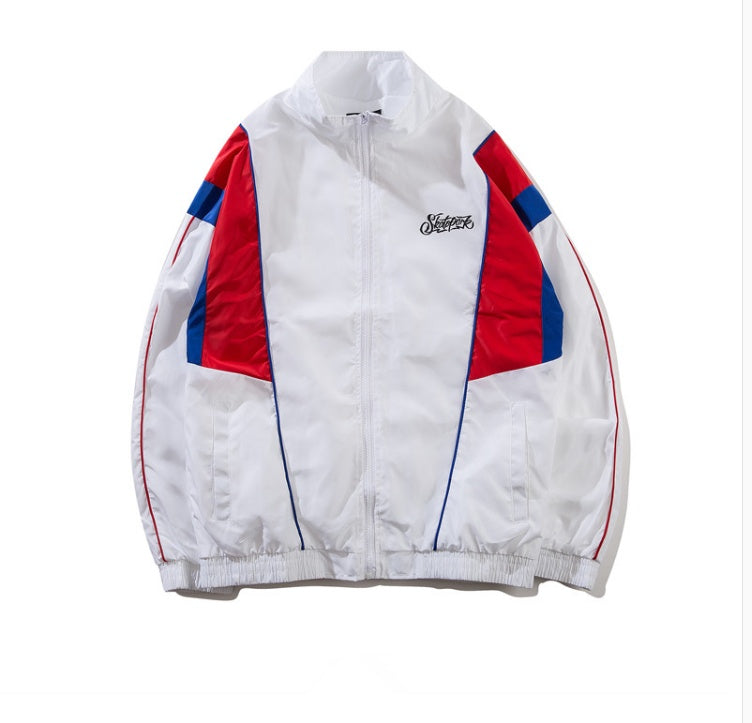 Contrast color stitching windbreaker men's thin trend hip hop jacket men's tide brand hiphop jacket