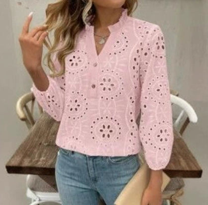 Buttoned Autumn-Season Colorful Casual Womens Shirt