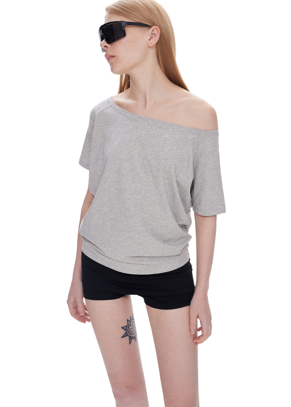 Casual Off-shoulder Shoulder Stacked Two-way Short Sleeve