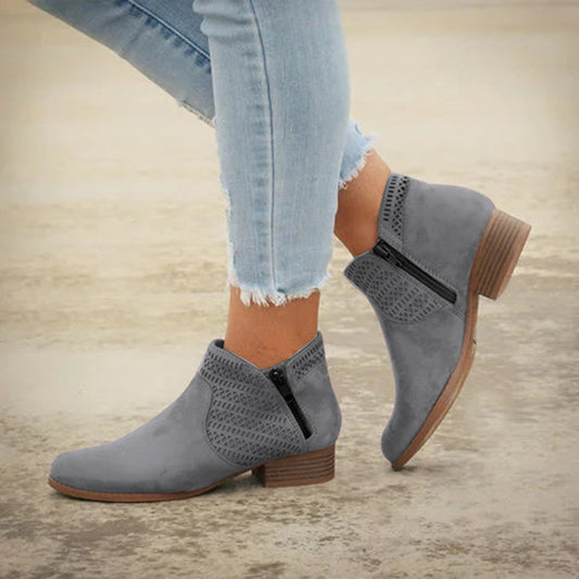 Women's plus size hollow thick heel Martin boots