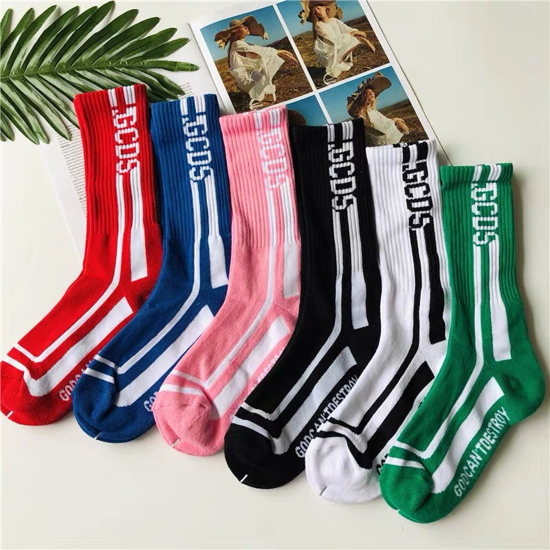 Pure cotton high-top letter socks