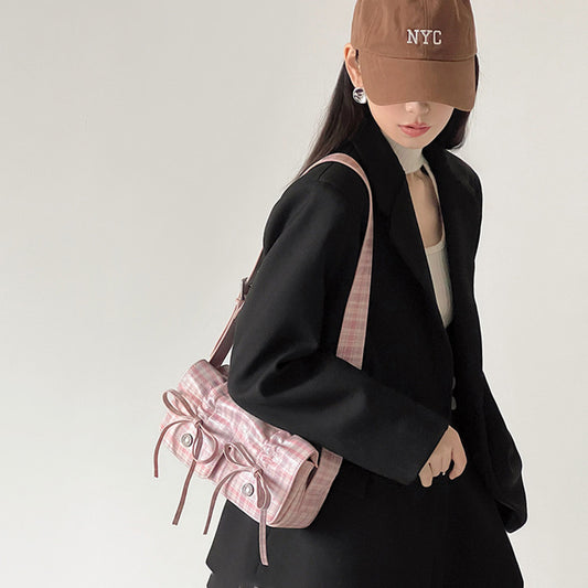 Bow Pleated Underarm Bag Simple Shoulder Messenger Bag