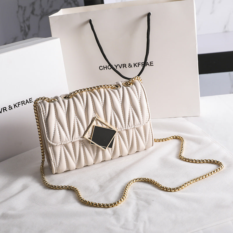 Women's Single Shoulder Crossbody Pleated Chain Bag