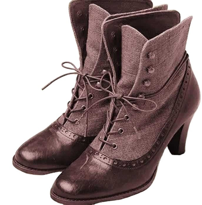 Lace-up women's high heel stitching Martin boots